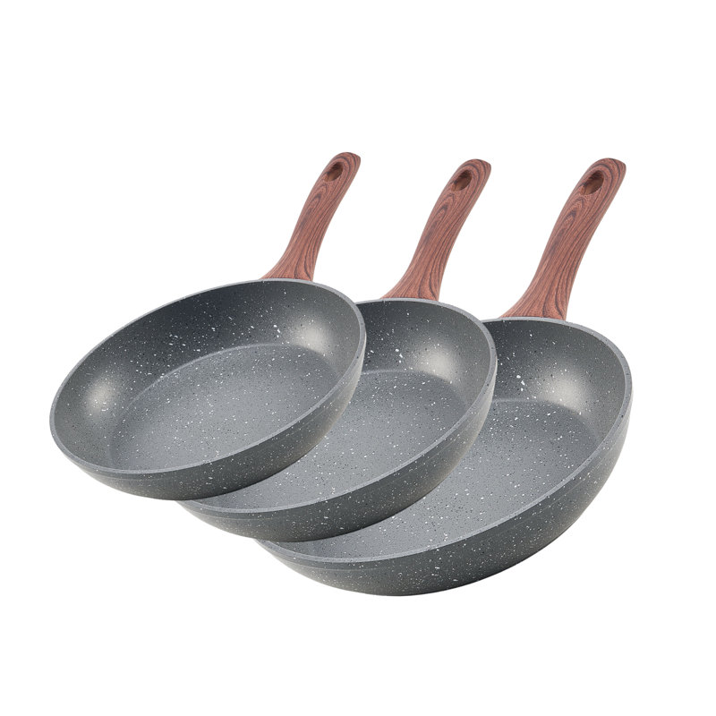 3 Piece Frying Pan Aluminum Skillet Set