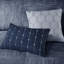 Édredon très grand bleu marine - 7 pièces en tissu gaufré bleu marine, microfibre douce, 2 coussins carrés et un coussin