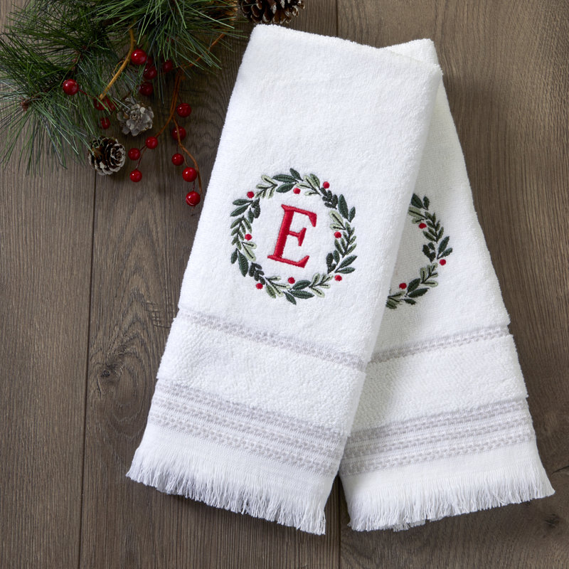 WREATH MONOGRAM E EMB HAND-WHT