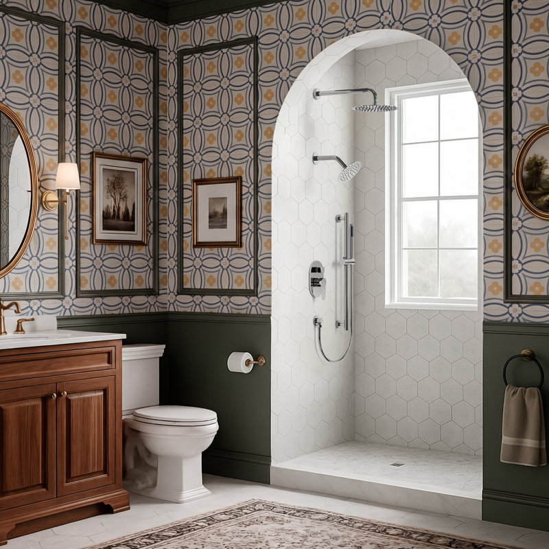 Système de douche à pression équilibrée, douchette à double effet de pluie 10 po avec douche à main, Chrome chrome