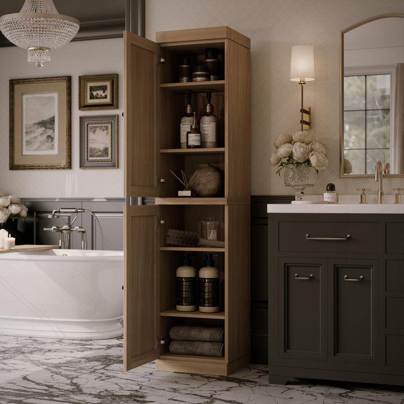 Armoire de salle de bain avec portes Shaker Palace, Chêne naturel