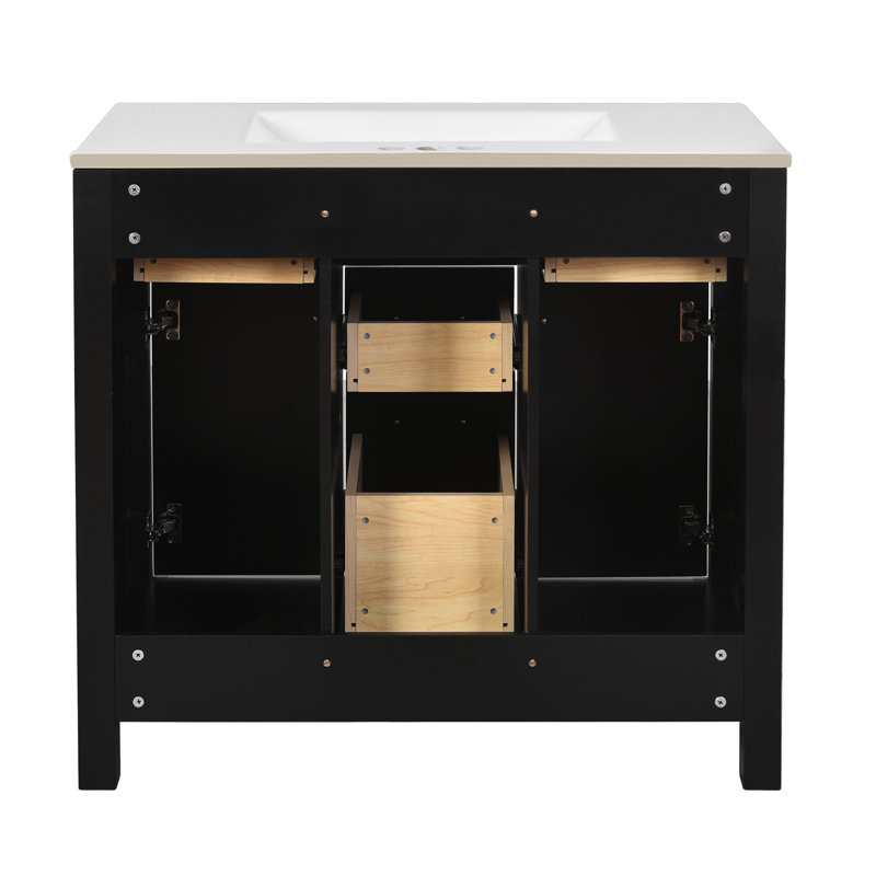 Ensemble de meuble-lavabo spacieux en bois massif de style moderne