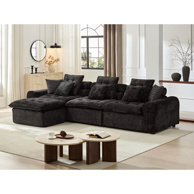 Canapé modulaire surdimensionné de 129 po Meg, canapé modulaire Comfy Boucle Cloud, canapé à assise profonde en forme de L avec repose-pieds et coussins décoratifs pour salon