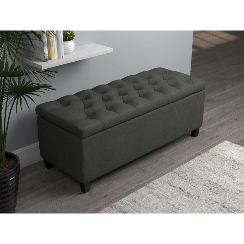 Arnolda Polyester Upholstered Bench with Flip Top