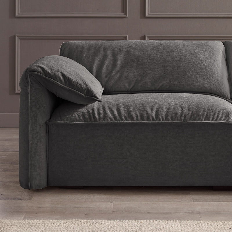 Louai 92.5'' Chenille Upholstered Sofa, Dark Gray Polyester Twill