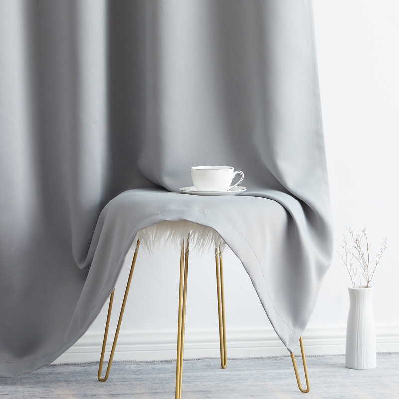 Gerlach Polyester Blackout Thermal Grommet Curtain Pair, 52" W x 63" L, Light Gray