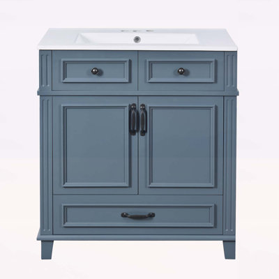 Meuble-lavabo de style rétro avec lavabo en céramique pour un rangement élégant