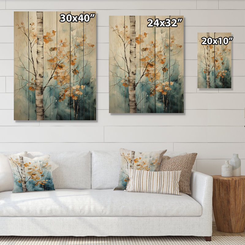 Birch Woods Whispering Winds VII sur impression de bois, H 32 po x l 24 po x P 0,78 po