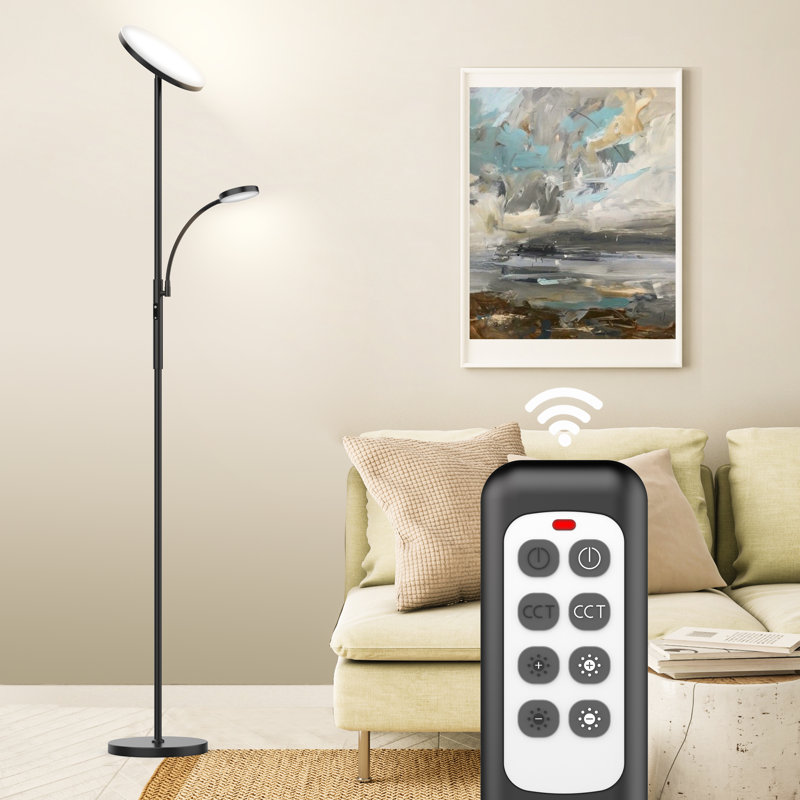 Lampe sur pied à DEL intégrée 68,9 "avec télécommande, Noir