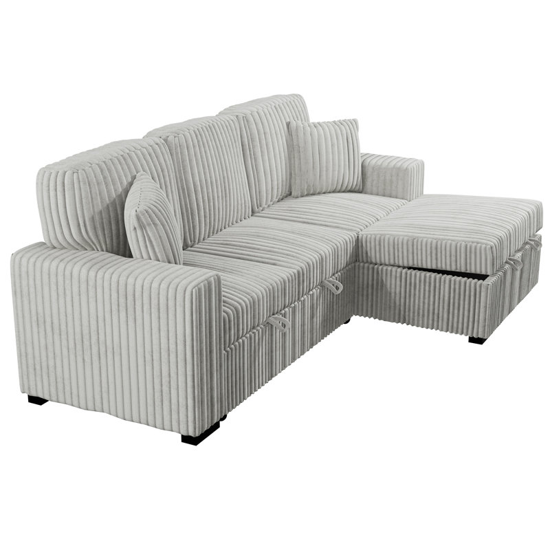 Vroni 2-Piece Convertible Sectional, Ash Wide-Welt Corduroy