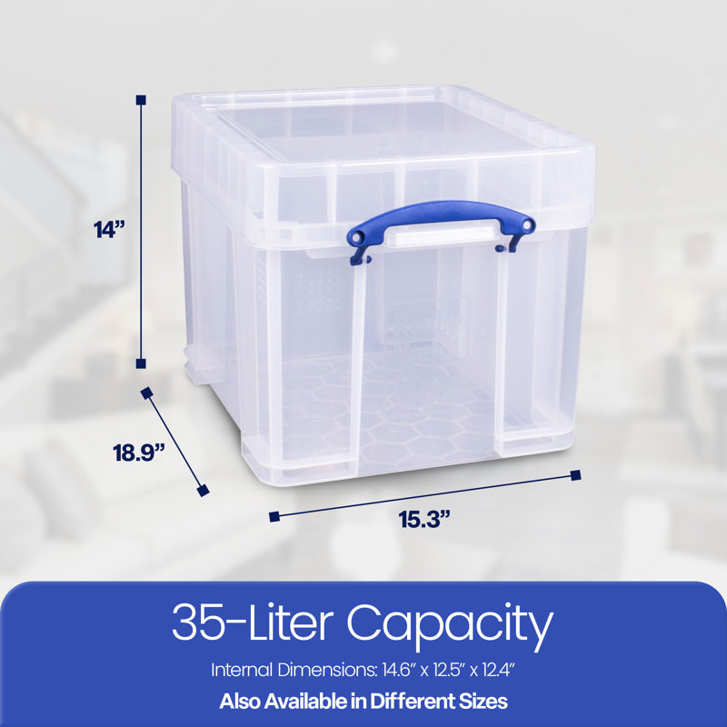  35L Storage Container with Snap Lid & Clip Lock Handle, 2 Pack