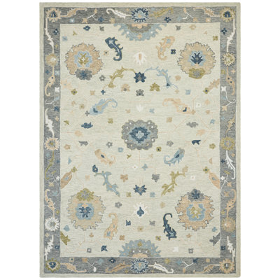 Sundara Botanique Mist Gray Multi Wool Hand-Tufted Area Rug