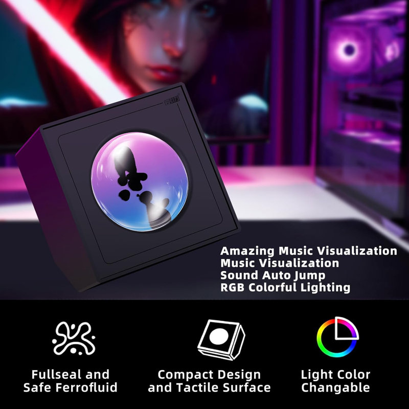 Ferrofluid Music Visualizer Lamp - RGB Dancing Liquid Sculptures Synced To Audio