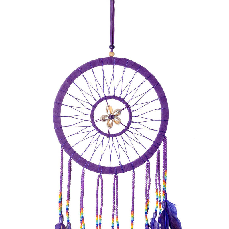 Capteur de rêves avec coquillages, style chaman, Mauve