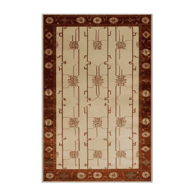 Tapis art déco brun lavable à la machine