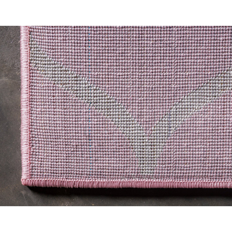Tapis géométrique Llanet, Rectangle 10 pi x 14 pi 1 po, Rose