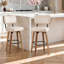 Tabourets de bar pivotants de 66 cm (26 po), avec dossier et pieds en bois courbé-200450831-200451058