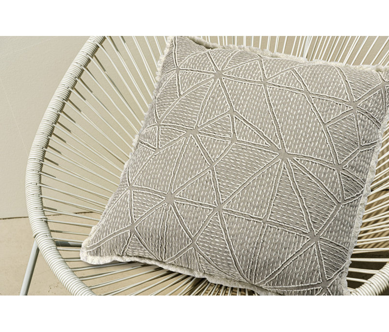 Coussin Shaggy, H 20 po x l 20 po, Motif géométrique gris