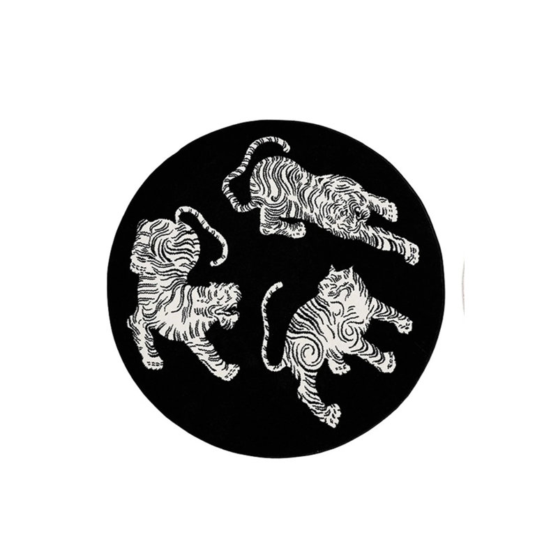 Tapis tressé noir Risch, Rond 4 pi