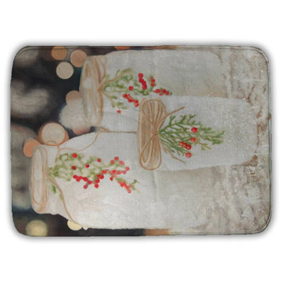 Christmas candles Bath Mat with Non-Slip Backing - Quick Dry Memory Foam Bathroom Rug - Absorbent - Modern Plush Spa-Style - Machine Washable
