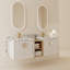 Meuble-lavabo à fermeture en douceur de 60 po avec lavabo et petites tablettes de rangement.-1385840572