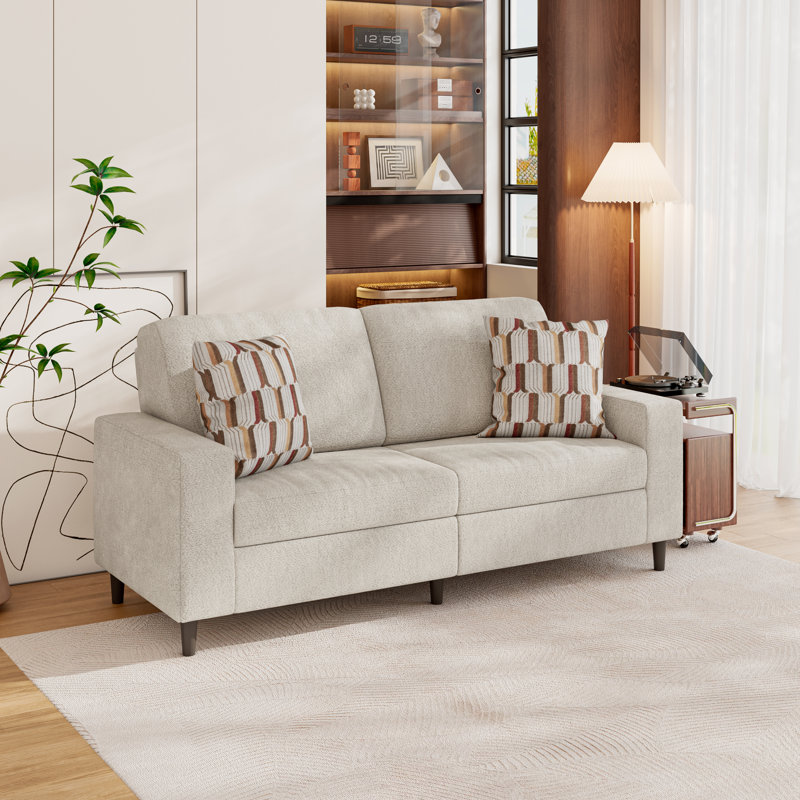 Canapé à accoudoirs carrés 77,5 po Yosselin, Beige Boucle