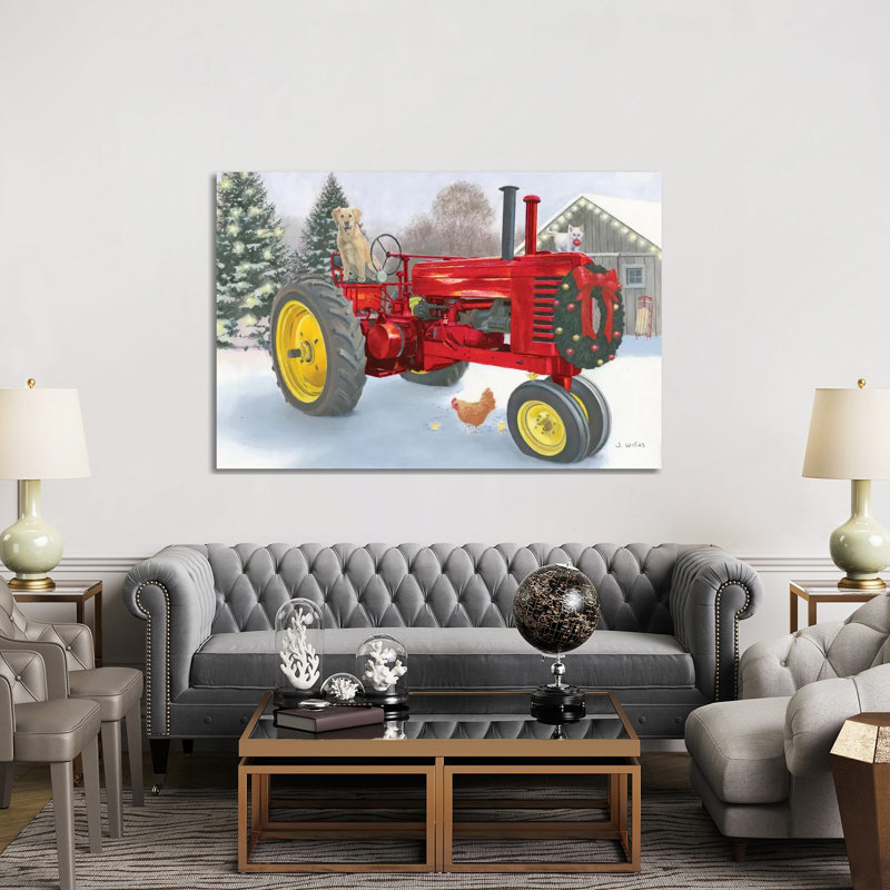 Christmas In The Heartland III Tractor by James Wiens - Wrapped Canvas Painting, 152.5 cm H x 101.5 cm W