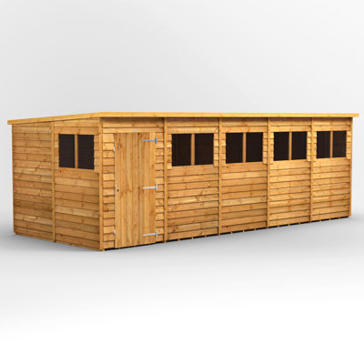 Powersheds 20 x 8ft Timber Overlap Pent Garden Shed