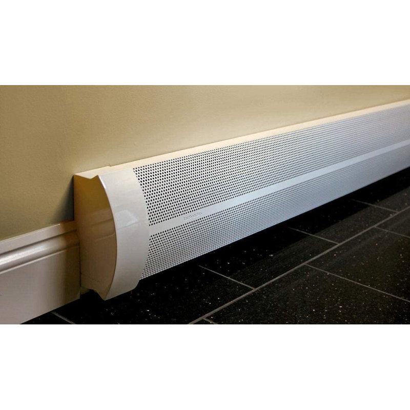 Baseboarders Elliptus Galvanized Steel Easy Slip-on Baseboard Heater Cover Set - White | Heater Cover and Endcaps Included