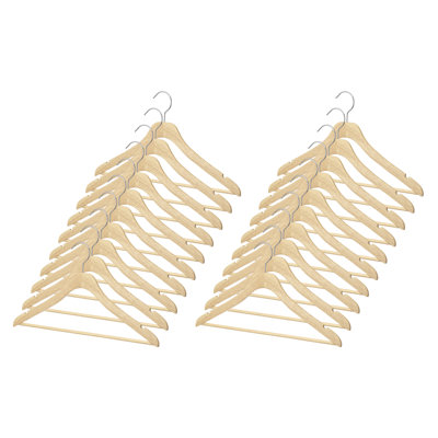 Premium Slim Wood Suit Hangers - 360-Degree Rotatable Hook - Shoulder Grooves - Natural