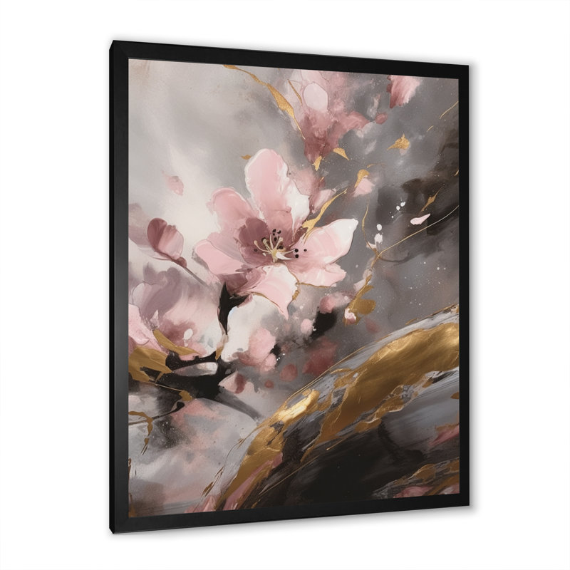 Pnk Blushng Cherry Blossom - impression, Cadre photo noir, H 32 po x l 24 po x P 1 po