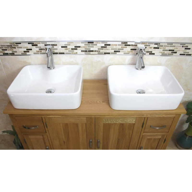 Eldridge 1230mm Double Bathroom Vanity with Vessel Ceramic Basin