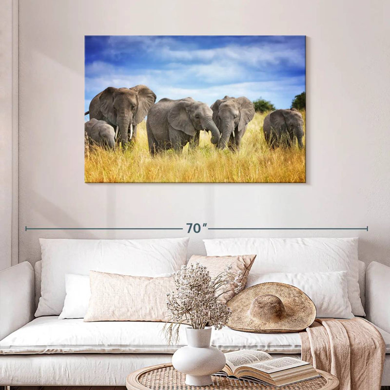 Grassland Elephants, 30" H x 45" W