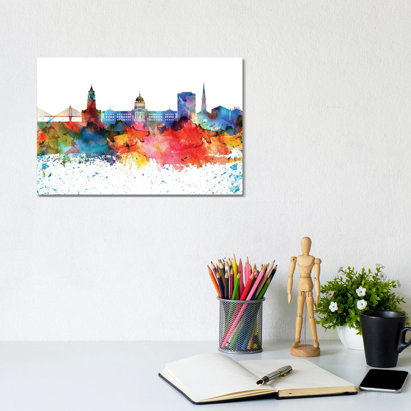 Charleston Skyline by WallDecorAddict - Wrapped Canvas Gallery-Wrapped Canvas Giclée, 20.32 cm H x 30.48 cm W