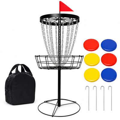 Panier de golf portatif à disque, 24 chaînes, 6 disques et sac de transport