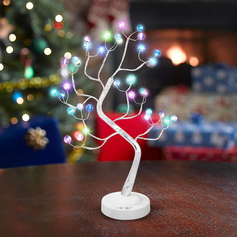 20" RGB LED Tree Color Changing Lights Remote Control Opal Ball Tabletop Indoor Decoration