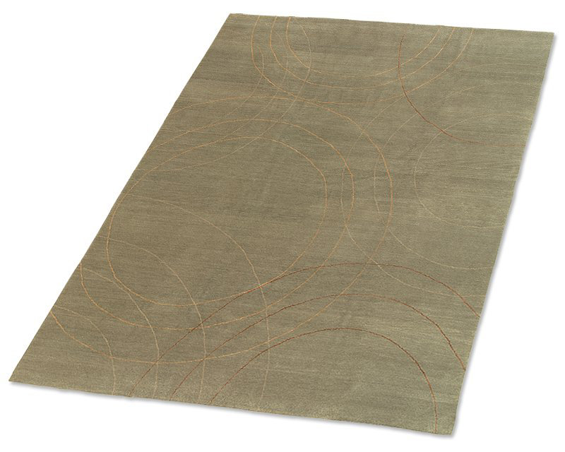 Cirque Geometric Area Rug in Gold/Green, Rectangle 3' x 5'