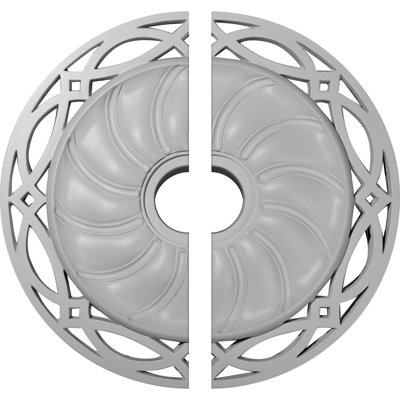 Endurathane Loera Ceiling Medallion, 26 5/8"OD x 4 1/2"ID x 1 3/8"P (Fits Canopies up to 6 1/4"), Two Piece, Factory Primed