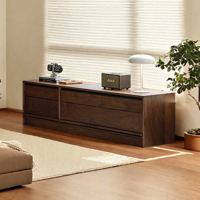 Meuble télé en bois de noyer noir, 82.67"