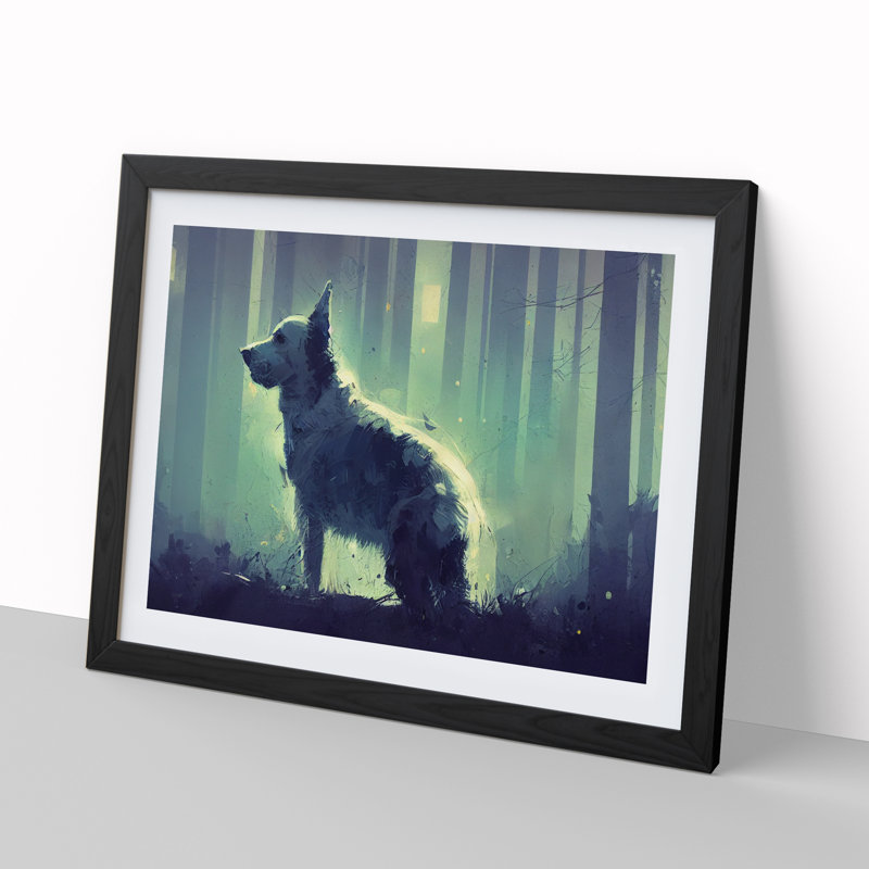 Dog Vol.3 Abstract - Single Picture Frame Painting, Black, 25cm H x 34cm W x 2cm D