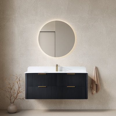 Meuble-lavabo mural moderne entièrement assemblé de 48 po avec lavabo en acrylique