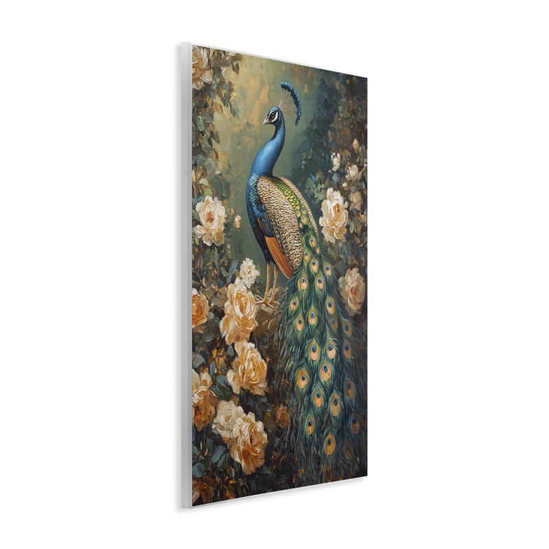«Blue Morris Inspired Peacock», plaque murale par Petal Prints Design, H 15 po x l 10 po