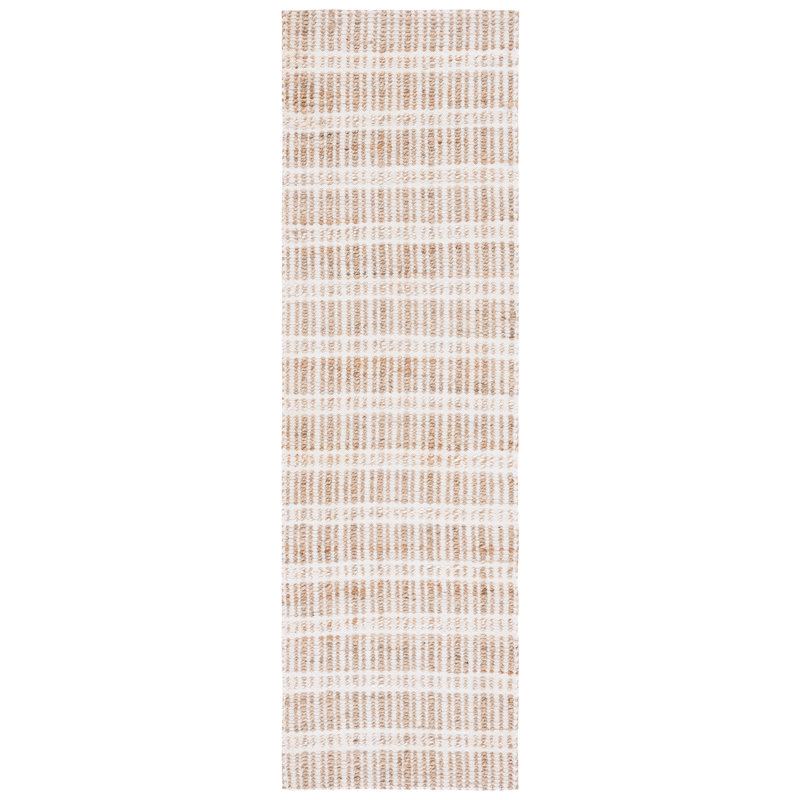 Sonnier Striped Flatweave Ivory/Natural Area Rug, Runner 2'3" x 8'