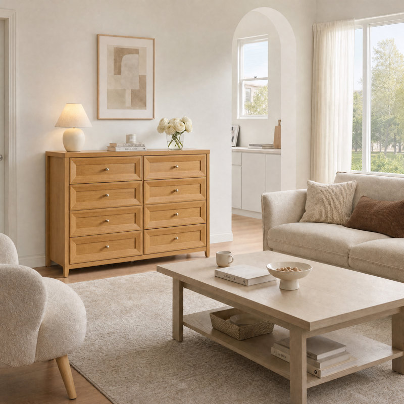 147cm W 8 - Drawer Chest of Drawers, Honey Oak