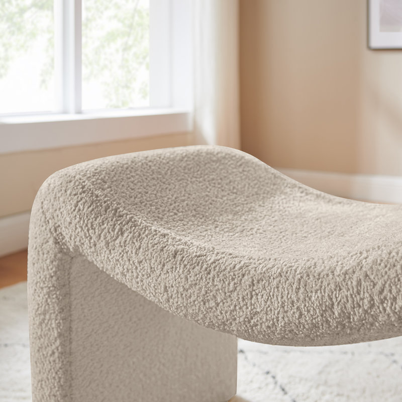Keito 24.8" Upholstered Ottoman, Camel Boucle 100% Polyester