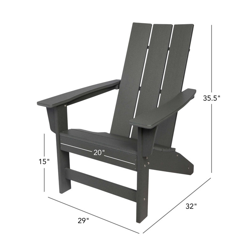 Meridian All-Weather Modern HDPE Adirondack Chair, Gray