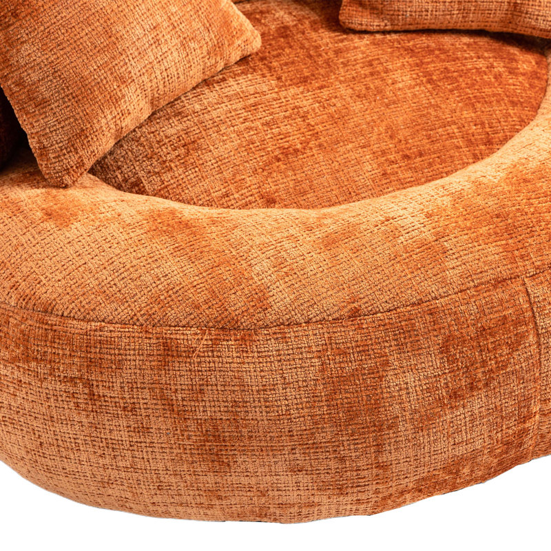 Fauteuils à billes en mousse pour adultes / adolescents avec rembourrage, Chenille orange