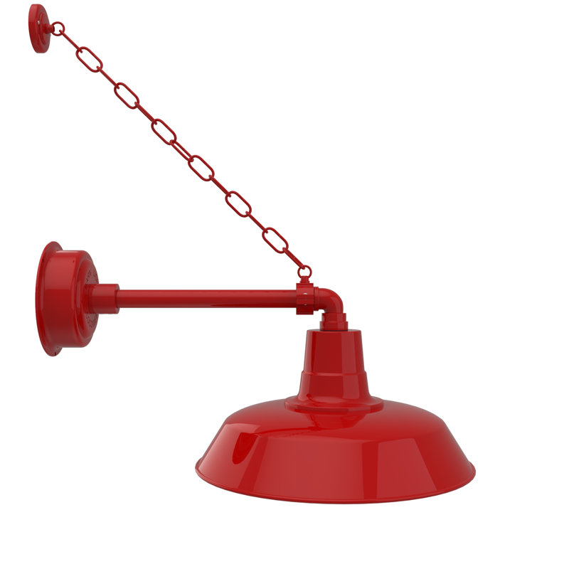 Luminaire de grange d'extérieur à DEL Haleigh, H 10 po x l 16 po x P 25 po, Rouge cerise