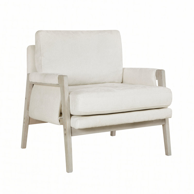 Ensemble de meubles en bois massif et tissu d'ameublement en chenille crème Modern Home, Chenille crème