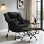 Fauteuil Lazy avec repose-pieds pliable, méridienne moderne et confortable, grand fauteuil avec repose-pieds et une poche latérale, fauteuil de lecture avec repose-pieds pour chambre à coucher, salon, dortoir, noir-1442479457